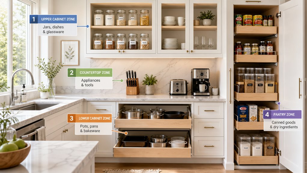 four kitchen storage zones explained