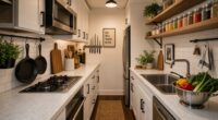 galley kitchen 100 sq ft setup