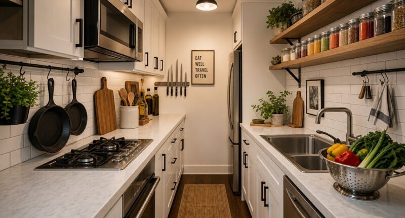 galley kitchen 100 sq ft setup