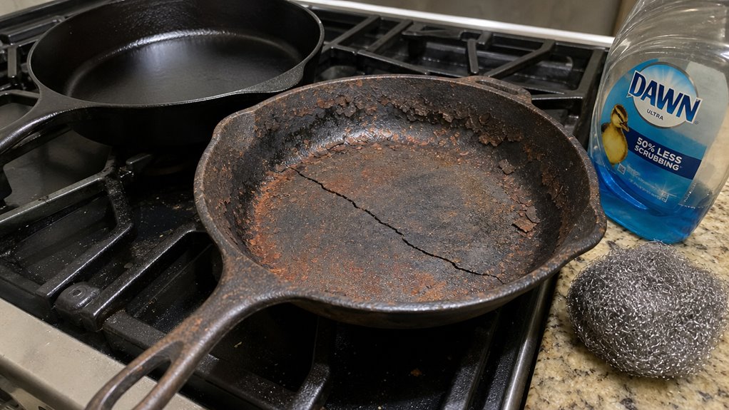 rust seasoning and preheating caution
