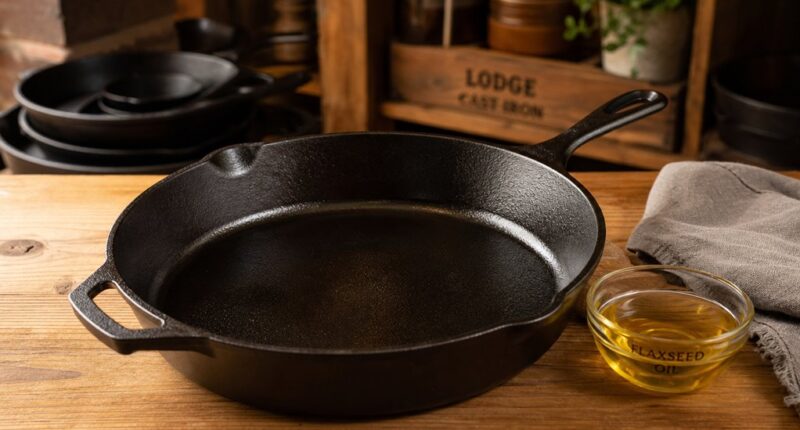 season cast iron with oil
